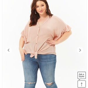 Forever21 dusty pink ribbed tie top